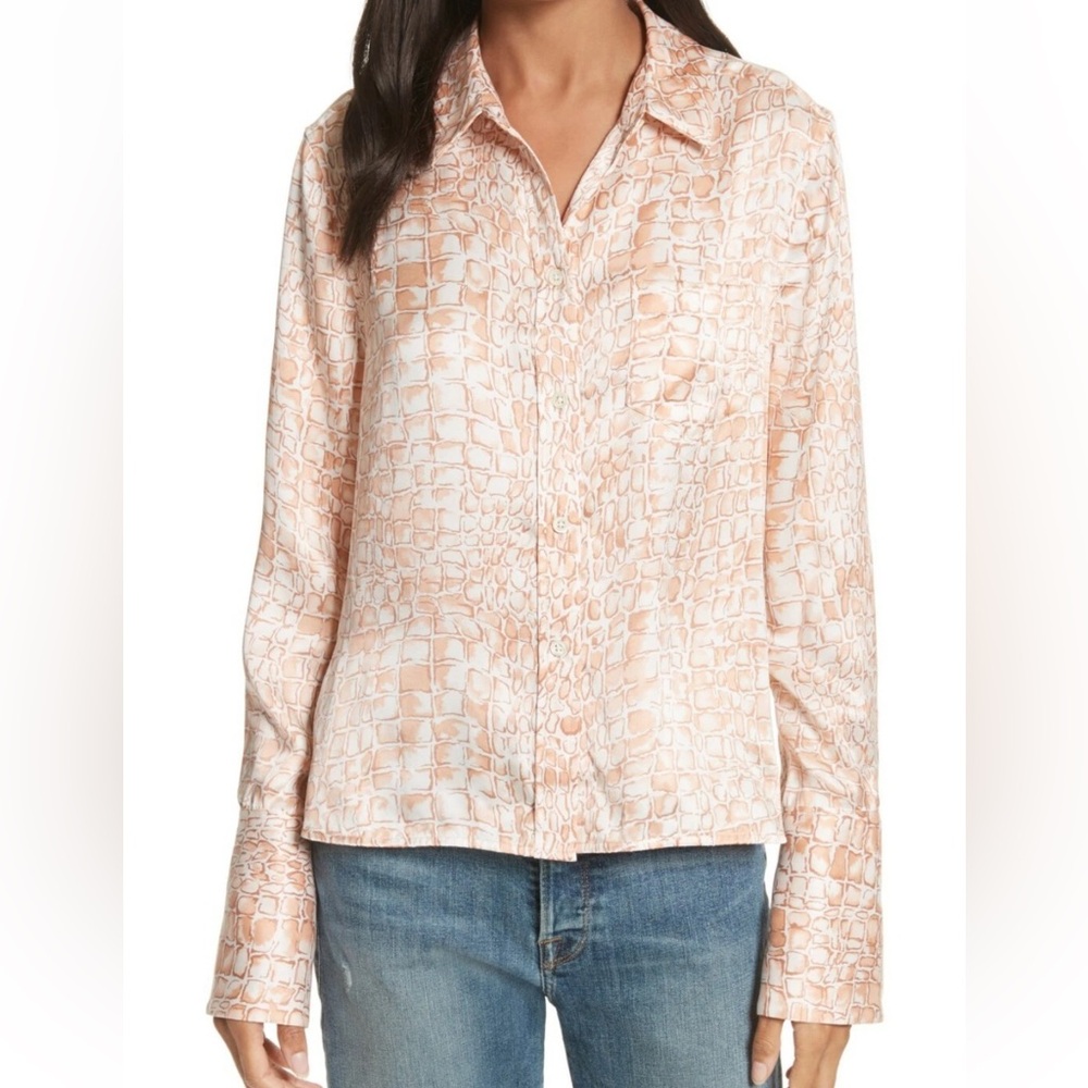Equipment Peach Croc-Print Button-Down Shirt